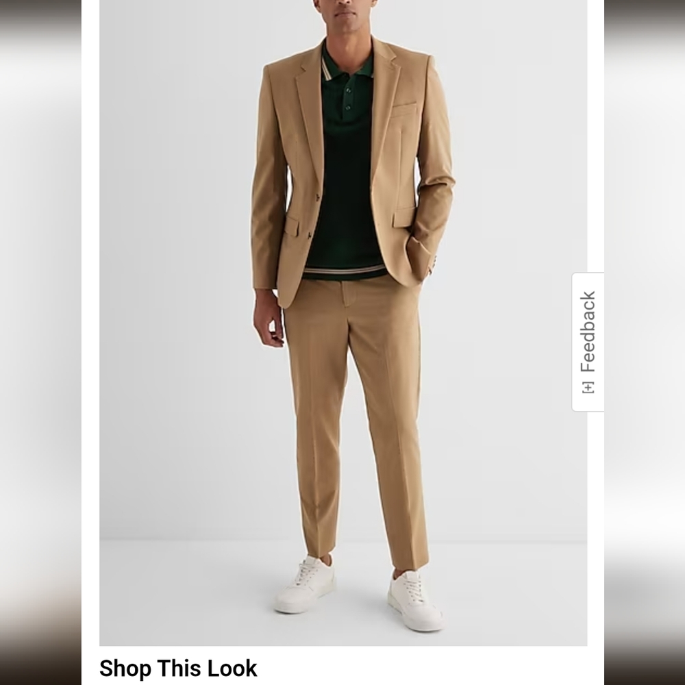 SOLD Slim Tan Wool-Blend Modern Tech Suit